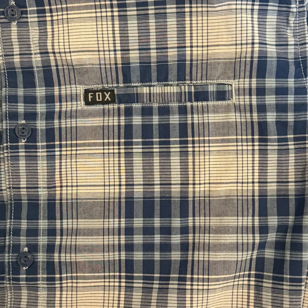 Fox Racing Heritage Forged Blue Plaid Button Up Shirt Men’s Large - Picture 6 of 10